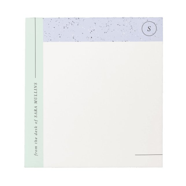 Minimalist Terrazzo Monogram Notepad - Mint (Front)
