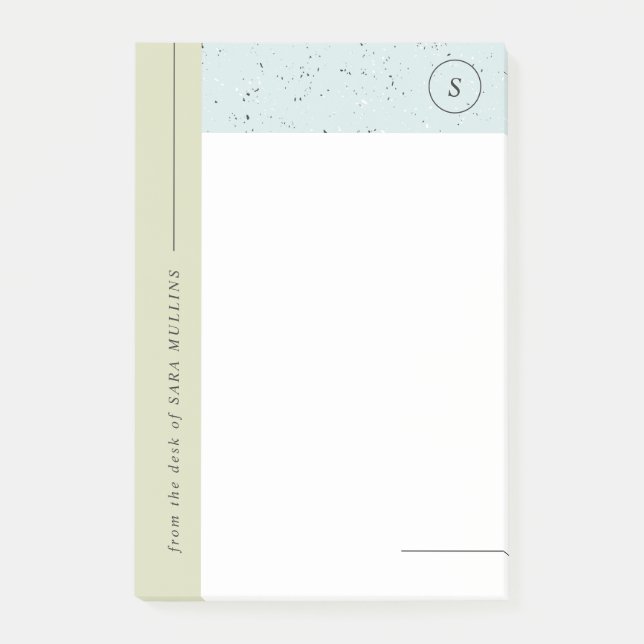 Minimalist Terrazzo Monogram Post-Its - Green Post-it Notes (Front)