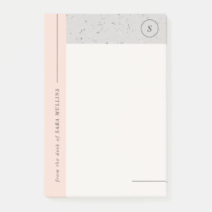 Minimalist Terrazzo Monogram Post-Its - Grey Post-it Notes
