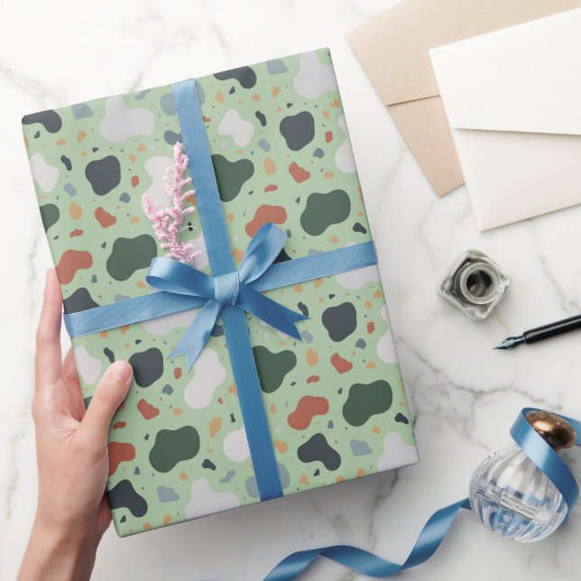 Minimalist Terrazzo Style Custom Fabric, Wallpaper Wrapping Paper (Gifting)