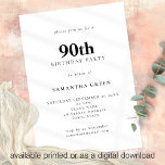 Minimalist Text Any Colour 90th Birthday Party Invitation<br><div class="desc">Minimalist Text Any Colour 90th Birthday Party. Easily personalise the text and change font and background colours if you wish via the edit further option.</div>