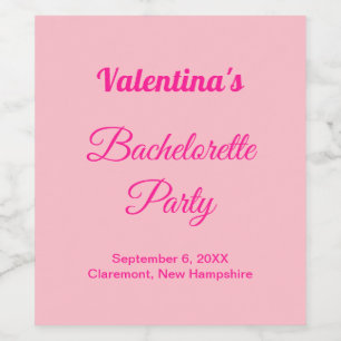 Minimalist Text-Based Pink Bachelorette Party Wine Label