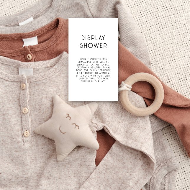 Minimalist Text Black White Baby Display Shower Enclosure Card (Small enclosure to send with your invitations)