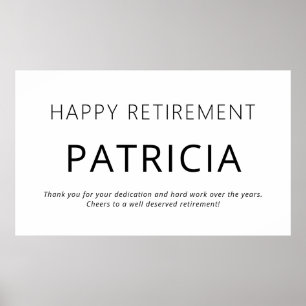 Minimalist Text Black White Happy Retirement Poster