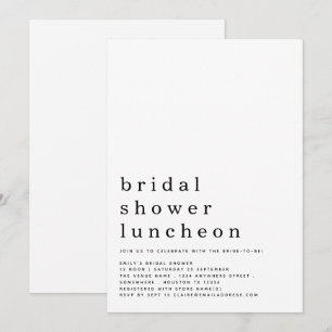Minimalist Text Bridal Shower Luncheon Invitation