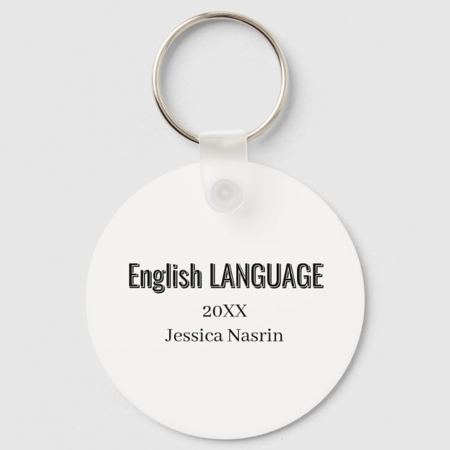 Minimalist Text School Subject  Keychain (Front)