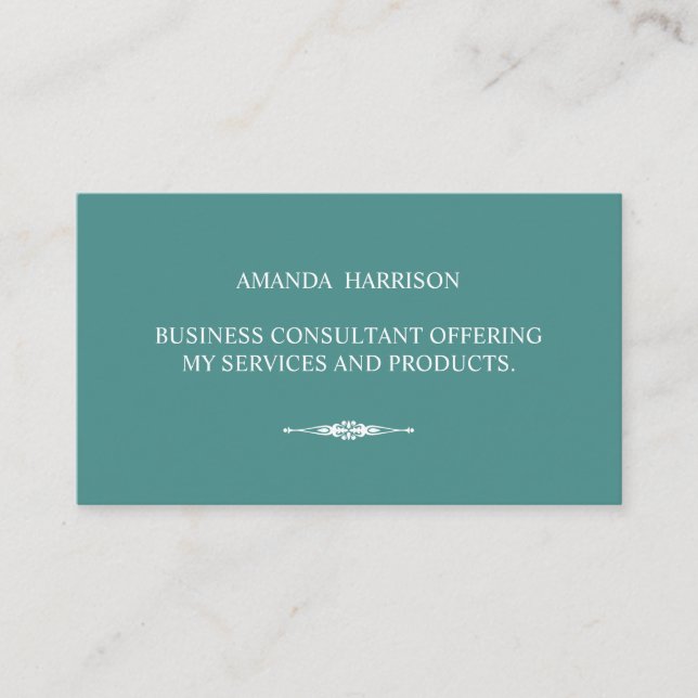 Minimalist Textual Embellished Element Turqoise Business Card (Front)