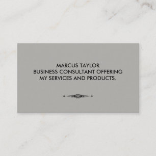 Minimalist Textual with Embellished Element Grey Business Card