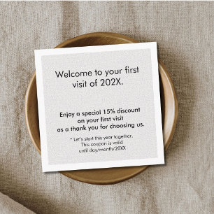 Minimalist Texture White Grey Bold First Visit Discount Card