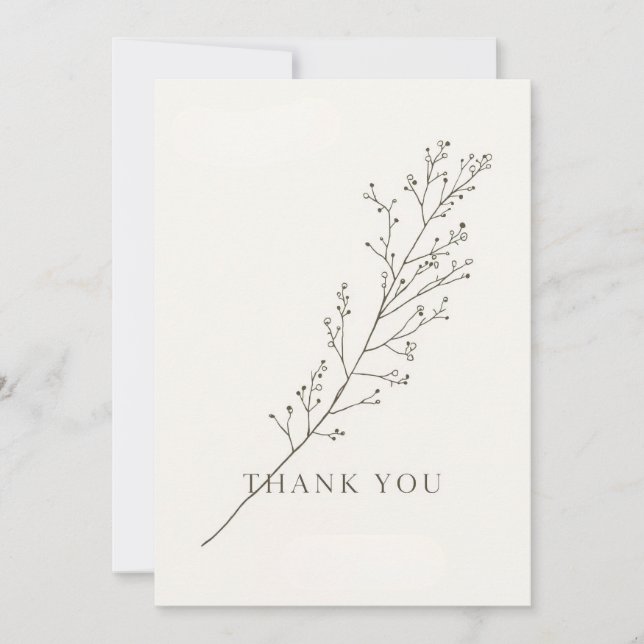 Minimalist Thank-You Card with Line Art Floral  (Front)