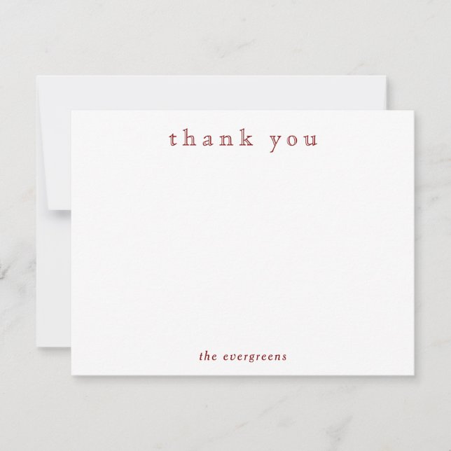Minimalist Thank You Couples or Family Deep Red Card (Front)