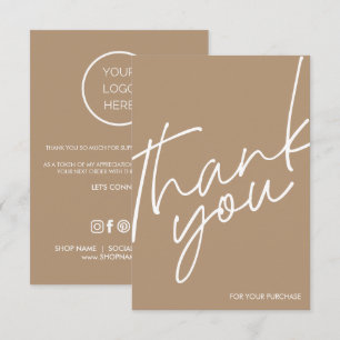 Minimalist Thank You for Your Purchase Business  Card