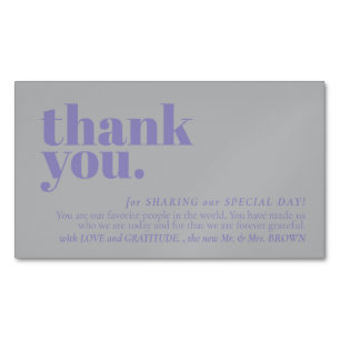 Minimalist Thank You note left Lavender Silver Magnetic Business Card