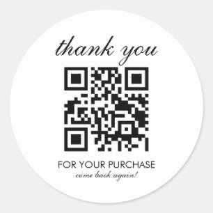 Minimalist Thank You QR Code Script Classic Round Sticker