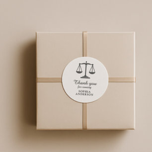 Minimalist Thank You Scales of Justice Law Grad Classic Round Sticker