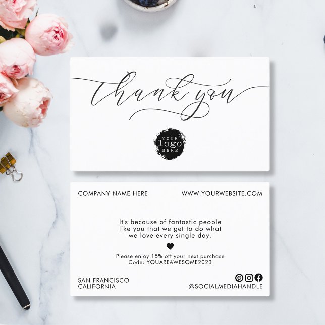 Minimalist Thank You Script Heart Small Branding  Business Card (Creator Uploaded)