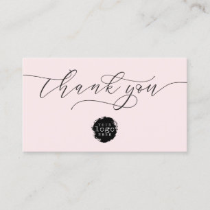 Minimalist Thank You Script Heart Small Branding  Business Card