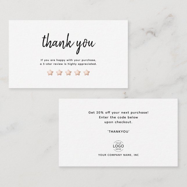 Minimalist Thank You Small Business Discount Card (Front/Back)
