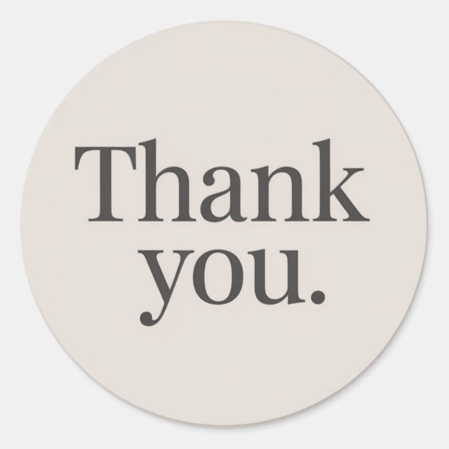 Minimalist Thank You Sticker | Neutral Beige (Front)