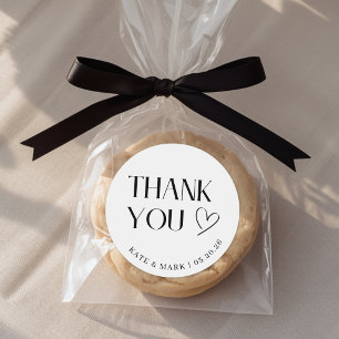 Minimalist Thank You Wedding Favour Classic Round Sticker