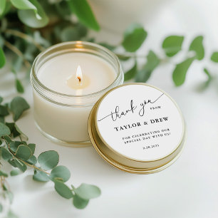 Minimalist Thank You Wedding Favour Classic Round Sticker