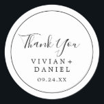 Minimalist Thank You Wedding Favour Sticker<br><div class="desc">These minimalist thank you wedding favour stickers are perfect for a simple wedding reception. The modern romantic design features classic black and white typography paired with a rustic yet elegant calligraphy with vintage hand lettered style. Customizable in any colour. Keep the design simple and elegant, as is, or personalize it...</div>