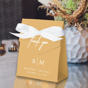 Minimalist Thank You Wedding Mustard Yellow Favor Box