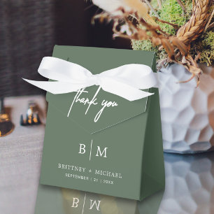 Minimalist Thank You Wedding Sage Green Favor Box