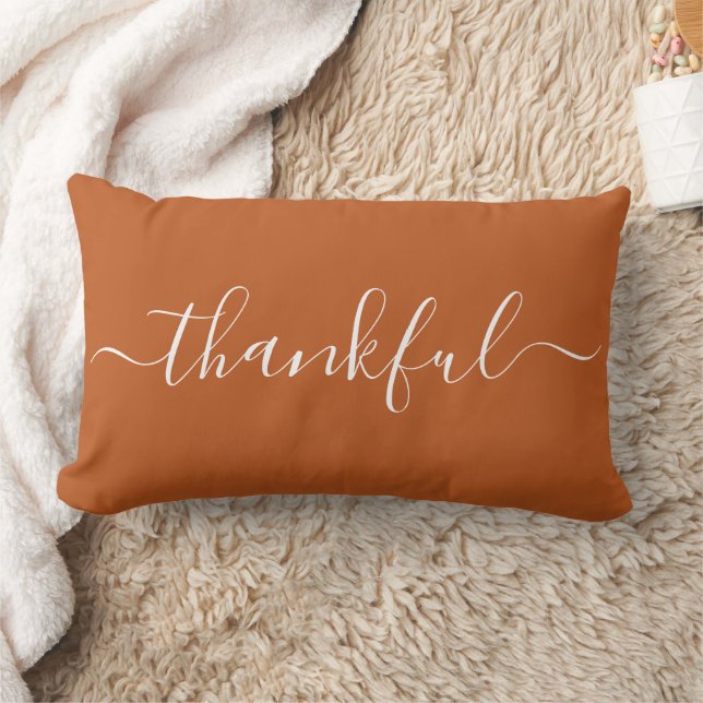 Minimalist Thanksgiving Lumbar Pillow – Thankful (Blanket)