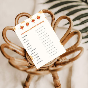 Minimalist Thanksgiving scramble word game card