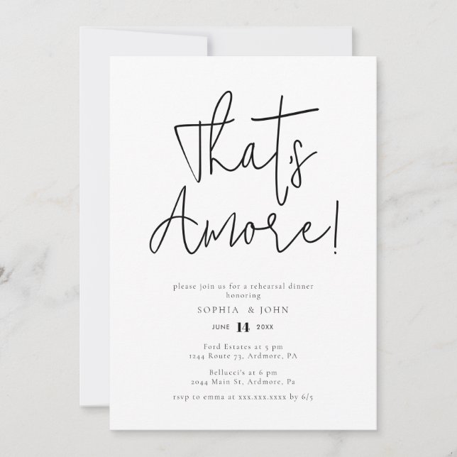 Minimalist That's Amore! Rehearsal Dinner Invitation (Front)