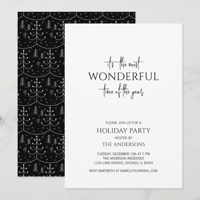 Minimalist The Most Wonderful Time Holiday Party Invitation (Front/Back)