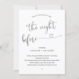 Minimalist The Night Before Rehearsal Dinner Invitation