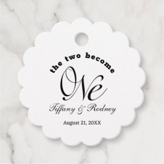 Minimalist The Two Become One Wedding Favour Tags
