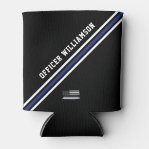 Minimalist Thin Blue Line Police Officer Custom Can Cooler