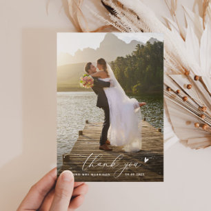 minimalist thin script wedding thank you card