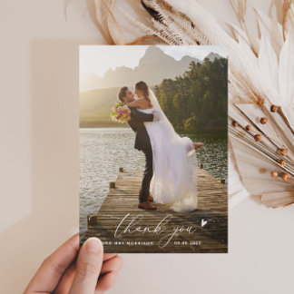 minimalist thin script wedding thank you card