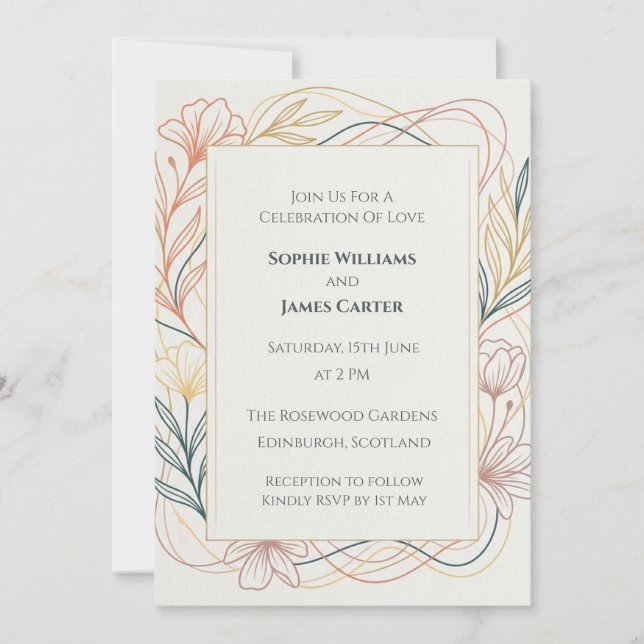 Minimalist Thistle Scottish Wedding Invitation (Front)