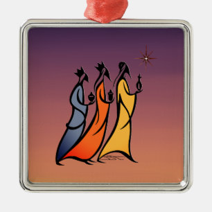 Minimalist Three Wise Men Metal Ornament
