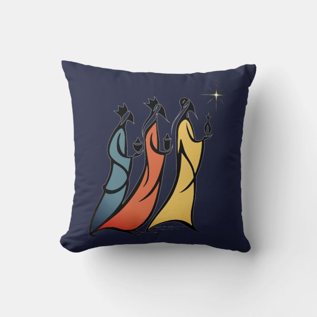 Minimalist Three Wise Men Throw Pillow (Front)