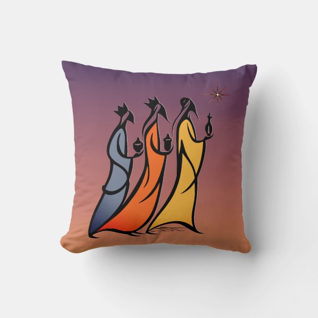 Minimalist Three Wise Men Throw Pillow (Front)