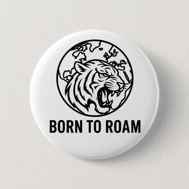 Minimalist Tiger Outline Hoodie 2 Inch Round Button (Front)