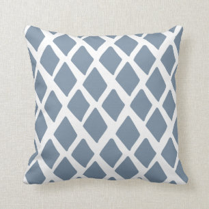 Minimalist Tile Diamond Pattern Blue Throw Pillow