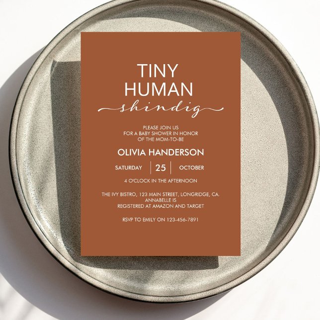 Minimalist Tiny Human Shindig Baby Shower Invitation (Creator Uploaded)