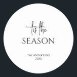 Minimalist Tis The Season Christmas Holiday Classic Round Sticker<br><div class="desc">Minimalist Tis The Season Christmas Holiday Classic Round Sticker. Personalize the custom text above. The background colours used in this collection can be customized as well. You can find additional coordinating items in our "Minimalist Collection of Holiday Sentiments"</div>
