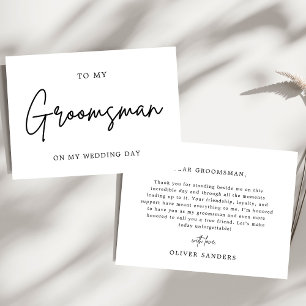 Minimalist To My Groomsman On My Wedding Day Thank You Card