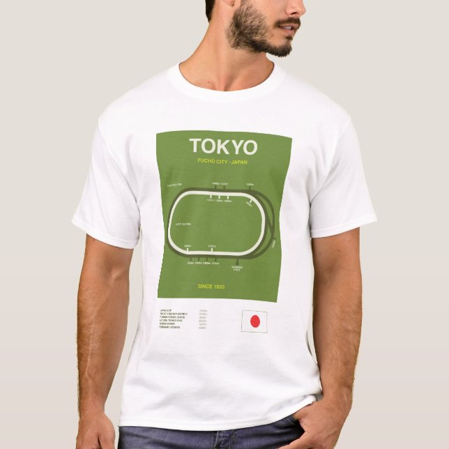 Minimalist Tokyo Horse Racing Course Print Tee (Front)