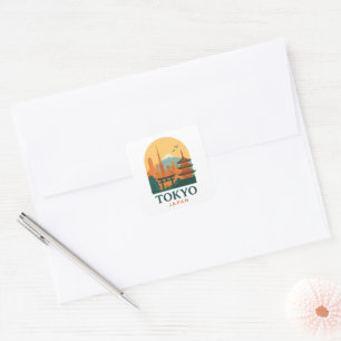 Minimalist Tokyo Japan Travel Souvenir Magnet  Square Sticker