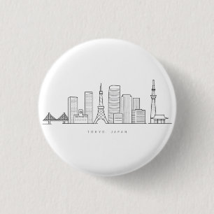 Minimalist Tokyo Skyline Illustration 1 Inch Round Button