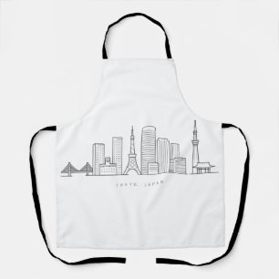 Minimalist Tokyo Skyline Illustration Apron